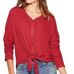 4/$20 🌺 Soft waffle knit crop tie front